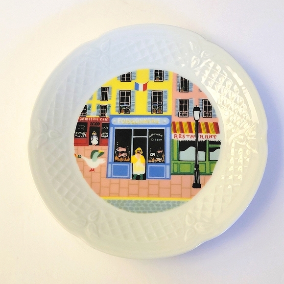 PHILIPPE DESHOULIERES Porcelaine De Limoges Plate Cafe Restaurant Set of 4 of 6 - Picture 5 of 8